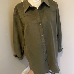 Joan Rivers suede look button down woman’s top size L